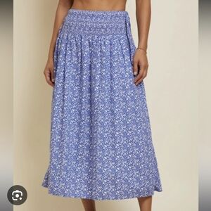 Nation LTD Blue Midi A-Line Pima Cotton Skirt L